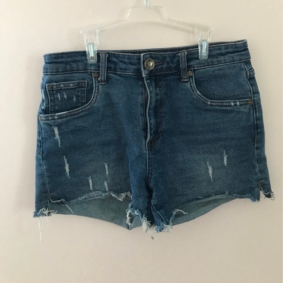 Dark blue wash denim shorts high waisted - Picture 1 of 4